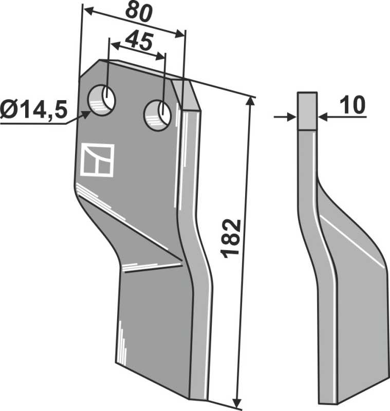 Rotorzinken 182x80mm, links